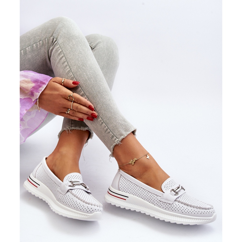 Vinceza Mocassini da Donna in Pelle Bianco Veridinna bianca 1