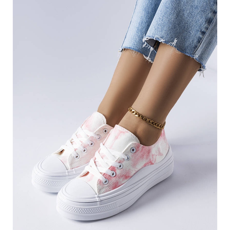 Sneakers con plateau bianche e rosa di Rocheleau 1