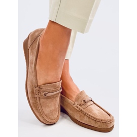 Mocassini con zeppa color kaki indiano beige 2