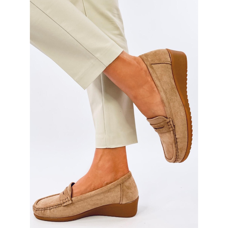 Mocassini con zeppa Vegar Khaki beige 2