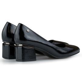 Eleganti décolleté con tacco medio in vernice nera nero 1