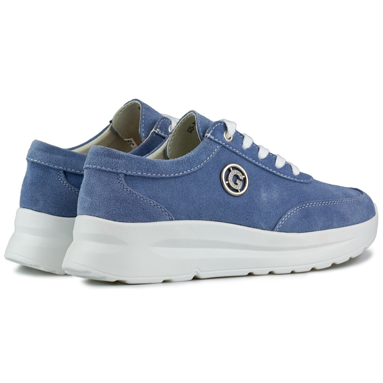 Sneakers da donna realizzate in pelle naturale nel colore jeans blu 1