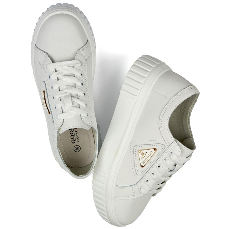 Scarpe sportive da donna bianche in pelle naturale, scarpe sportive da donna in pelle bianco 1