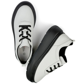 Sneakers da donna in pelle bianca con suola nera bianco 1