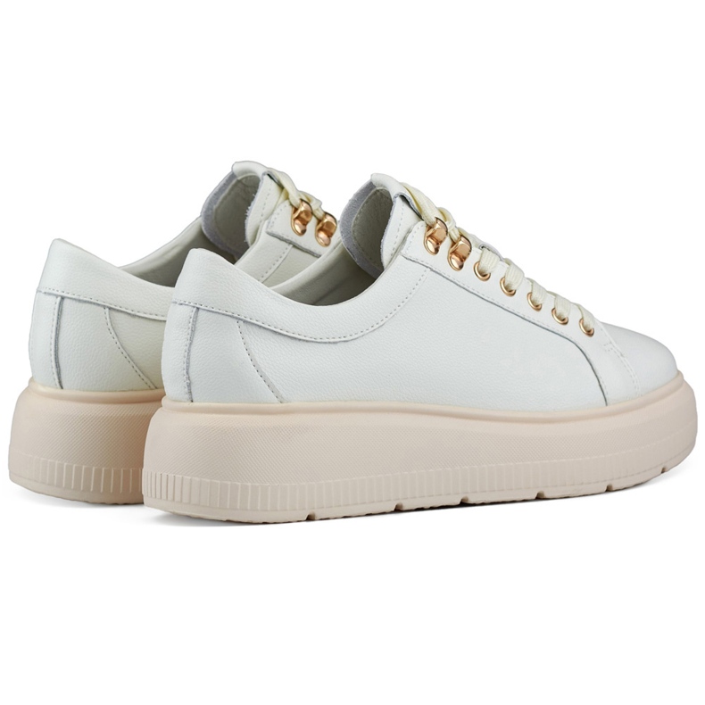 Scarpe da donna in pelle beige con lacci sul plateau 1