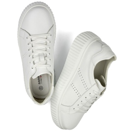 Scarpe sportive da donna bianche in pelle naturale, scarpe da donna in pelle bianco 1