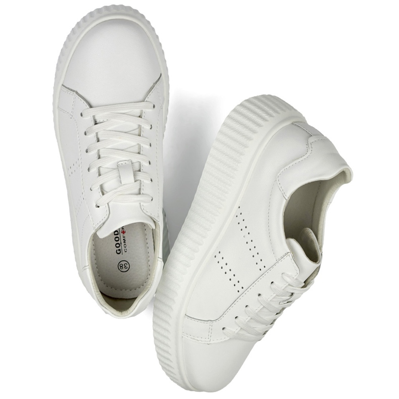 Scarpe sportive da donna bianche in pelle naturale, scarpe da donna in pelle bianco 1