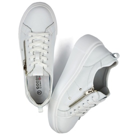 Scarpe sportive da donna in pelle bianca bianco 1