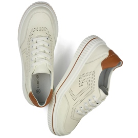 Scarpe stringate bianche da donna realizzate in pelle naturale bianco 1