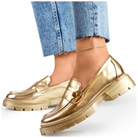Scarpe dorate da donna con suola spessa d'oro 1