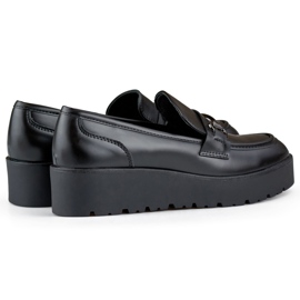 Scarpe da donna nere con zeppa bassa, scarpe da donna con plateau, nere nero 1