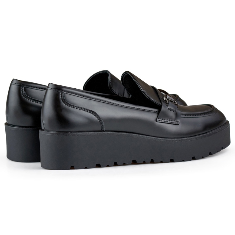 Scarpe da donna nere con zeppa bassa, scarpe da donna con plateau, nere nero 1
