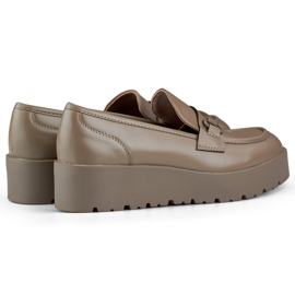 Scarpe da donna marroni con zeppa bassa, scarpe da donna con plateau marrone beige 1