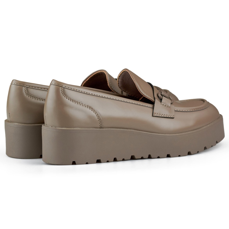 Scarpe da donna marroni con zeppa bassa, scarpe da donna con plateau marrone beige 1