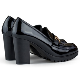 Scarpe da donna in vernice con tacco alto, décolleté in vernice nera nero 1