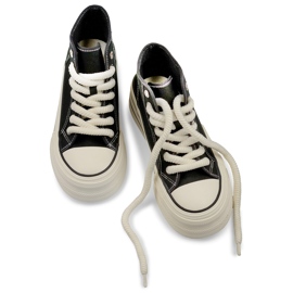 Sneakers nere con suola spessa, sneakers alte da donna nero 1