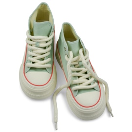 Sneakers alte da donna con suola spessa verde 1