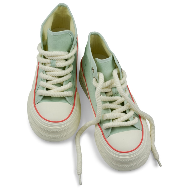 Sneakers alte da donna con suola spessa verde 1