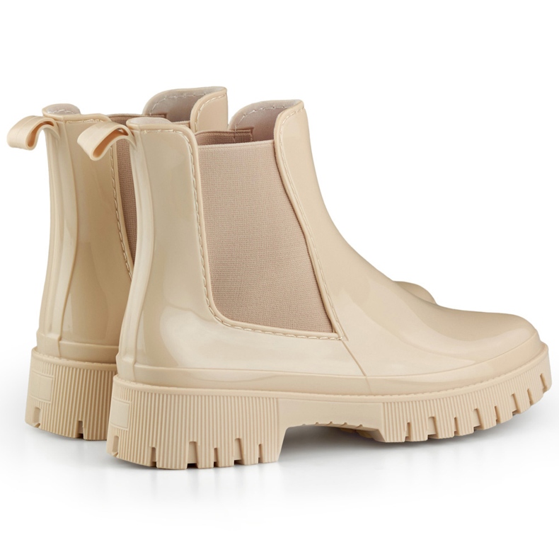 Stivali Wellington da donna beige con suola spessa 1
