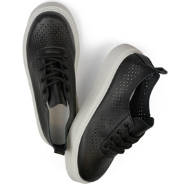 Sneakers da donna nere traforate con suola spessa nero 1