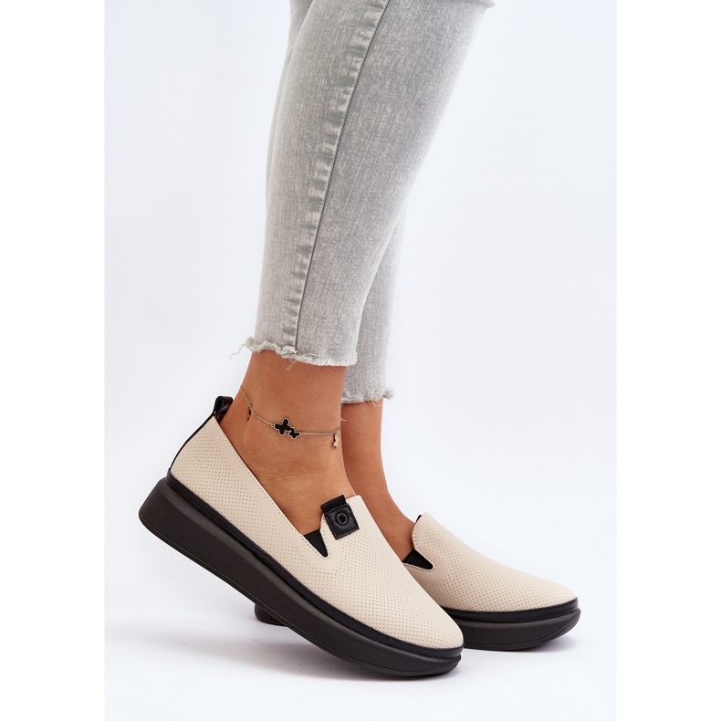 Vinceza Espadrillas in pelle da donna sulla piattaforma beige Tigera 2