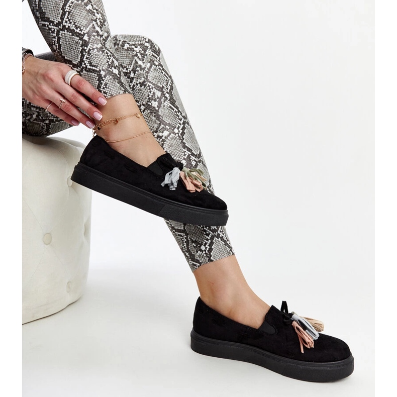 Scarpe nere con nappine colorate di Adaldrida nero 1