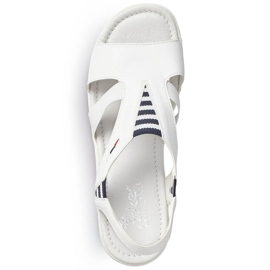 Sandali bianchi da donna su zeppa Rieker V02Y5 bianco 2