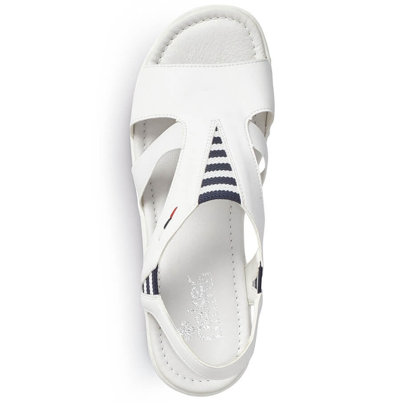 Sandali bianchi da donna su zeppa Rieker V02Y5 bianco 2