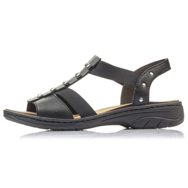Scarpe romane da donna in pelle nera Rieker 64580 nero 1