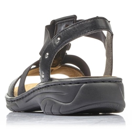 Scarpe romane da donna in pelle nera Rieker 64580 nero 2