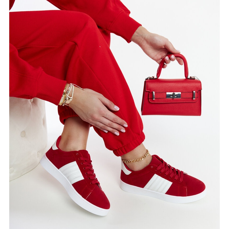 Sneakers in camoscio rosso sulla piattaforma Serap 1