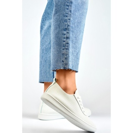 Sneakers bianche traforate da donna, sneakers traforate bianca 2