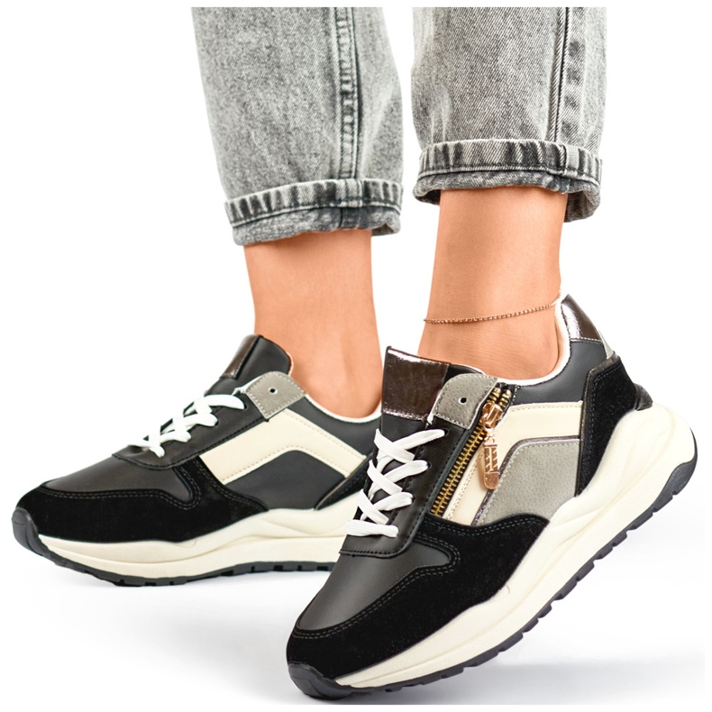 Scarpe sportive casual da donna, scarpe da ginnastica nere nero 2