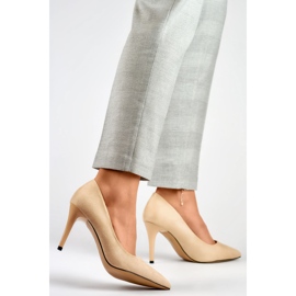 Décolleté alte a stiletto in camoscio beige 1