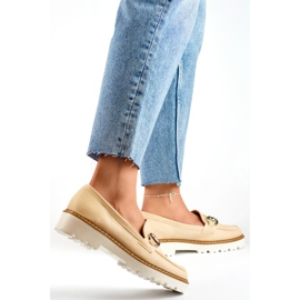 Scarpe con zeppa da donna beige 1