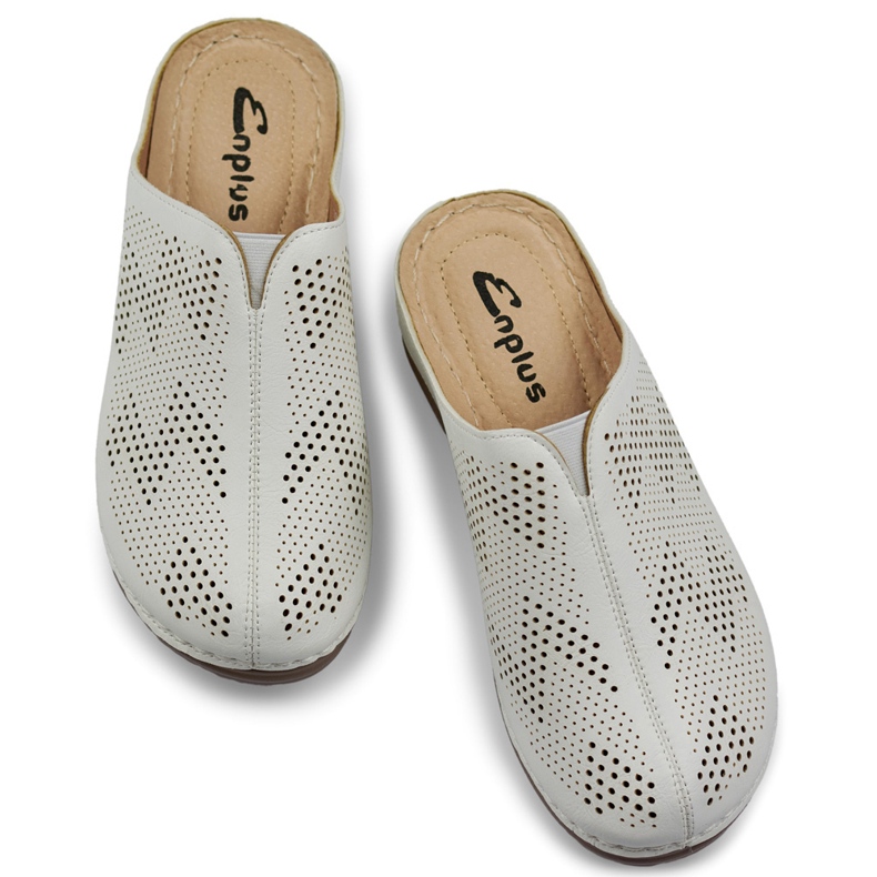 Infradito sanitarie da donna bianche con punta chiusa bianca 1