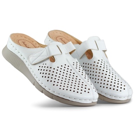 Comode infradito sanitarie da donna, infradito traforate, infradito bianche con velcro bianca 2