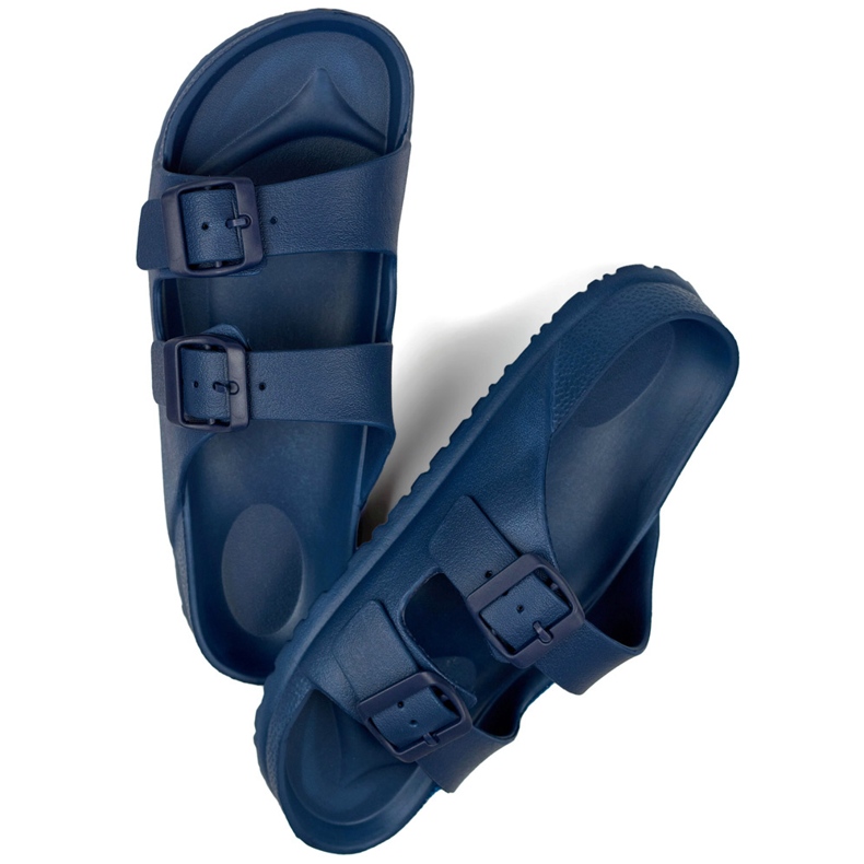 Infradito blu navy con due fibbie 1