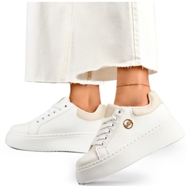 Sneakers bianche con suola spessa, scarpe sportive da donna bianca 2