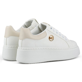 Sneakers bianche con suola spessa, scarpe sportive da donna bianca 1