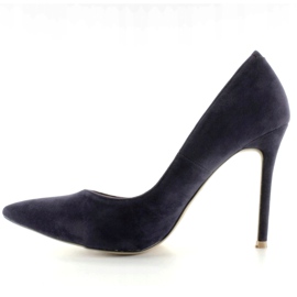 Décolleté in camoscio su tacco 5438 Navy blu navy 1