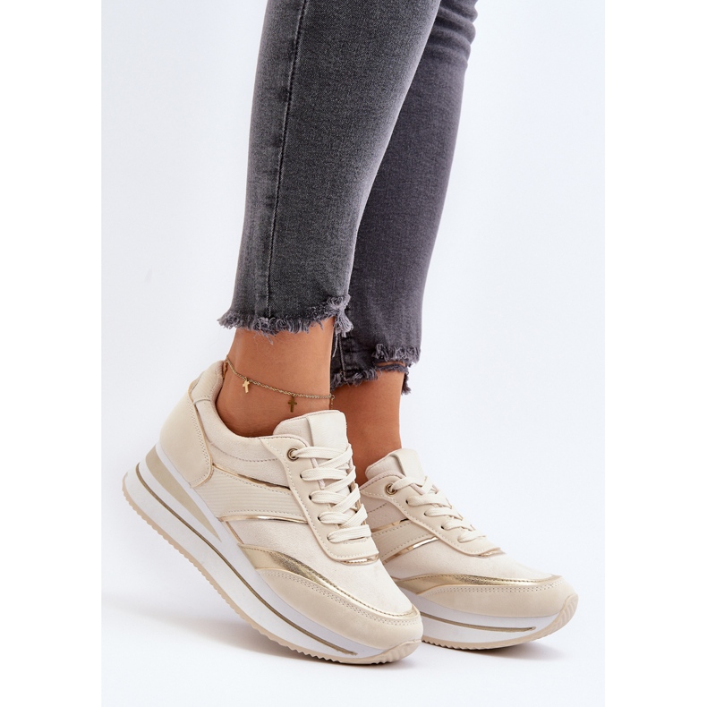 Scarpe Sportive da Donna, Sneakers con Plateau, Atnarama Beige 2