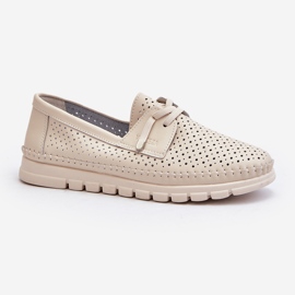 Vinceza Scarpe da donna in pelle beige traforate Darnissa 1