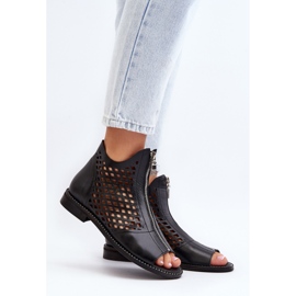Zazoo 977/L Sandali Traforati In Pelle Con Cerniera nero 2