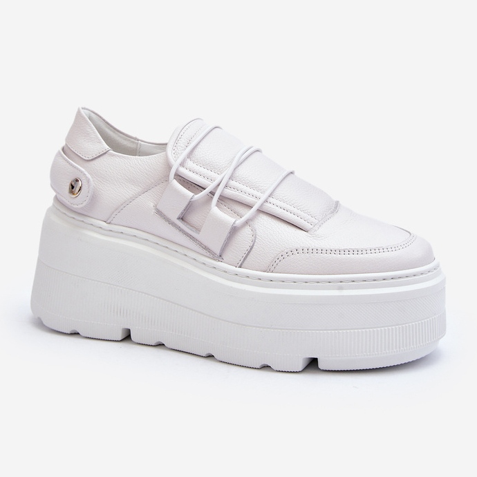 Zazoo 1833 Scarpe da ginnastica da donna in pelle con suola massiccia, bianche bianco 1