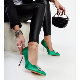 Tacchi alti verdi con zirconi Elife verde 1