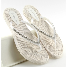 Infradito in gomma tipo espadrillas ls069 bianche bianco 2