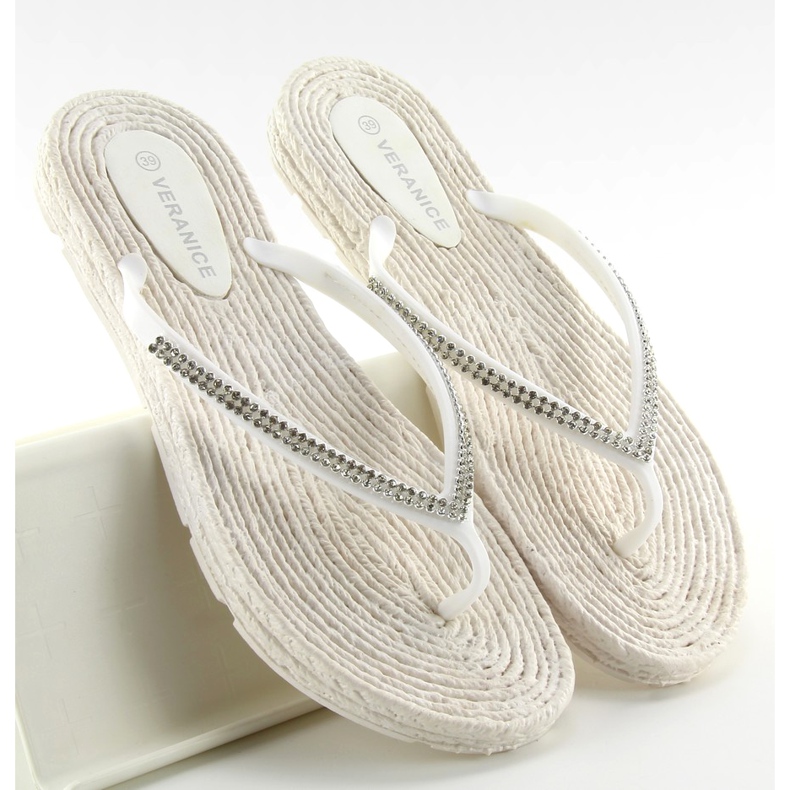Infradito in gomma tipo espadrillas ls069 bianche bianca 2