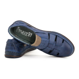 Polbut Scarpe traforate da uomo 06 per l'estate - blu navy e marrone 3