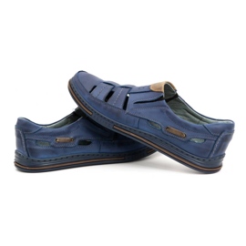 Polbut Scarpe traforate da uomo 06 per l'estate - blu navy e marrone 4